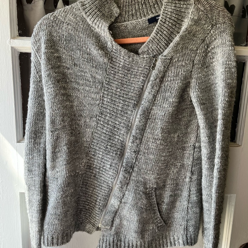 AsymmetricZip Gap Gray Cardigan